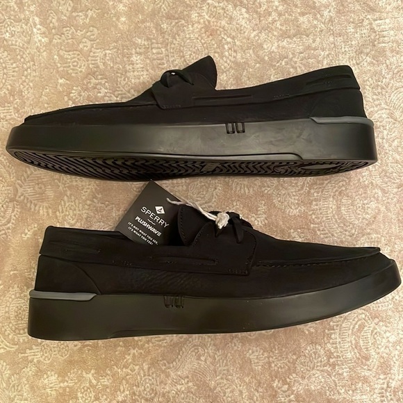 Brand New Sperry Men's Gold Cup Waterproof Nubuck PLUSHWAVE Cup Boat Shoe Black - Picture 7 of 14